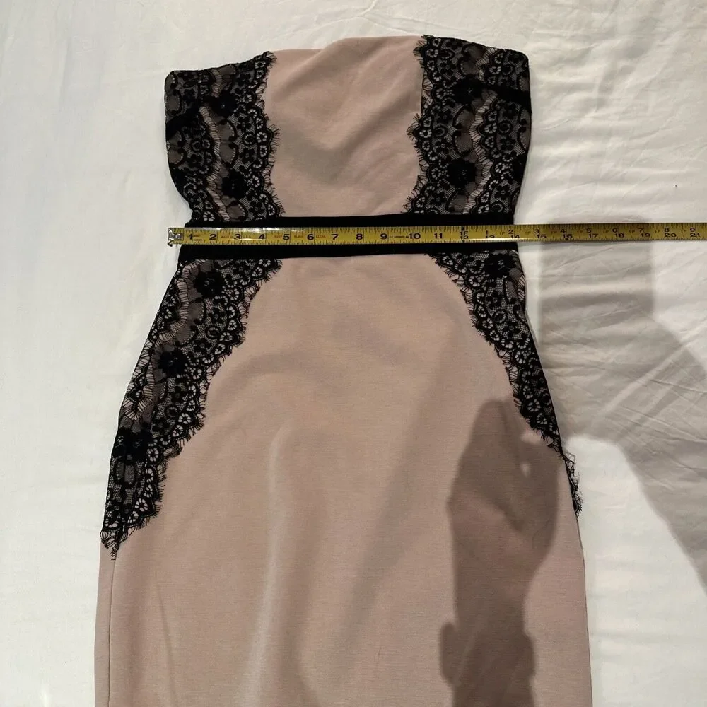 Dusty Rose & Black Lace Strapless Short Party Dress Womens juniors Large - Picture 9 of 11